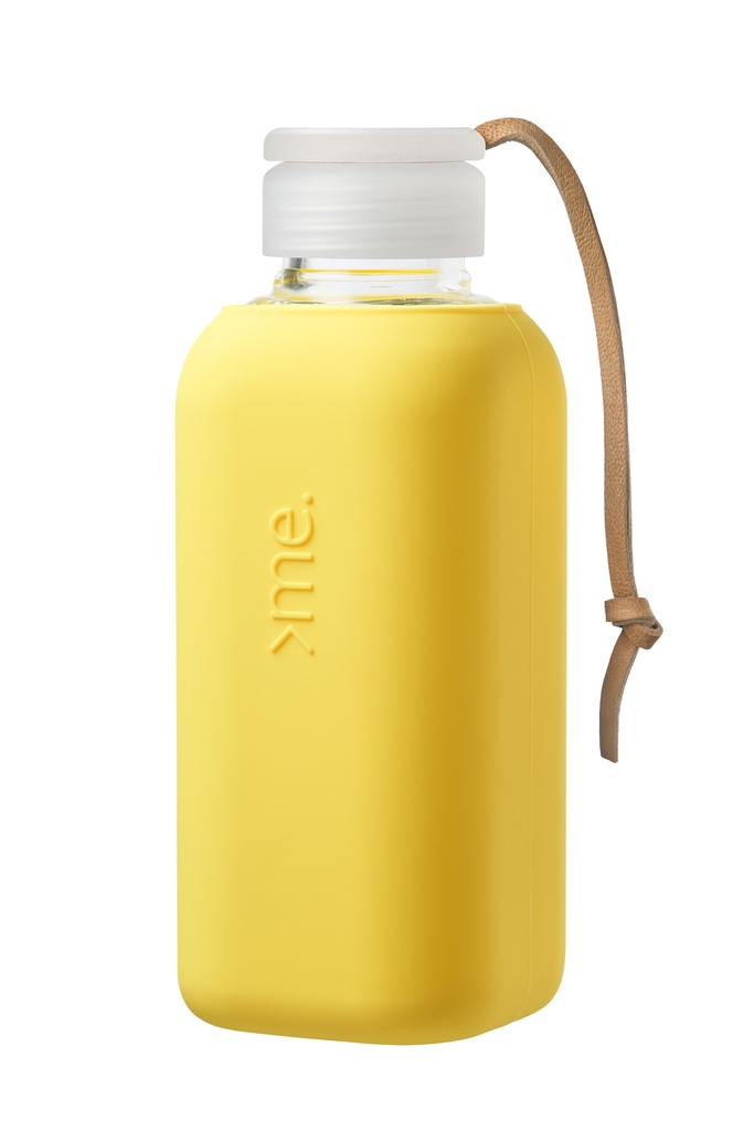 Squireme Y1 Glass Bottle with Silicone Sleeve 600ml (Yellow)