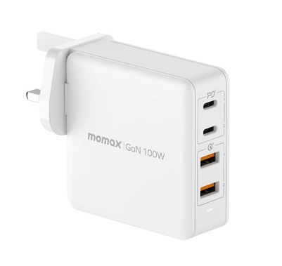Momax ONE PLUG 100W 4-Port GaN Charger (AU/EU/UK) (White)