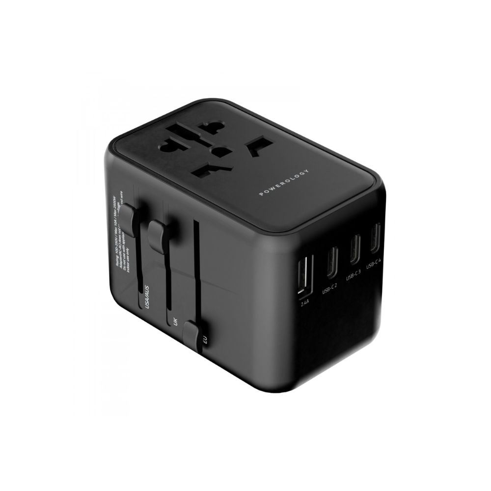 باورلوجي محول السفر العالمي متعدد المنافذ مع 4 تبب سي