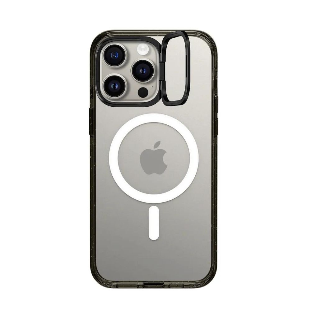 Casetify Magsafe Impact ring Stand Case for iPhone 15 Pro Max (Clear Black)