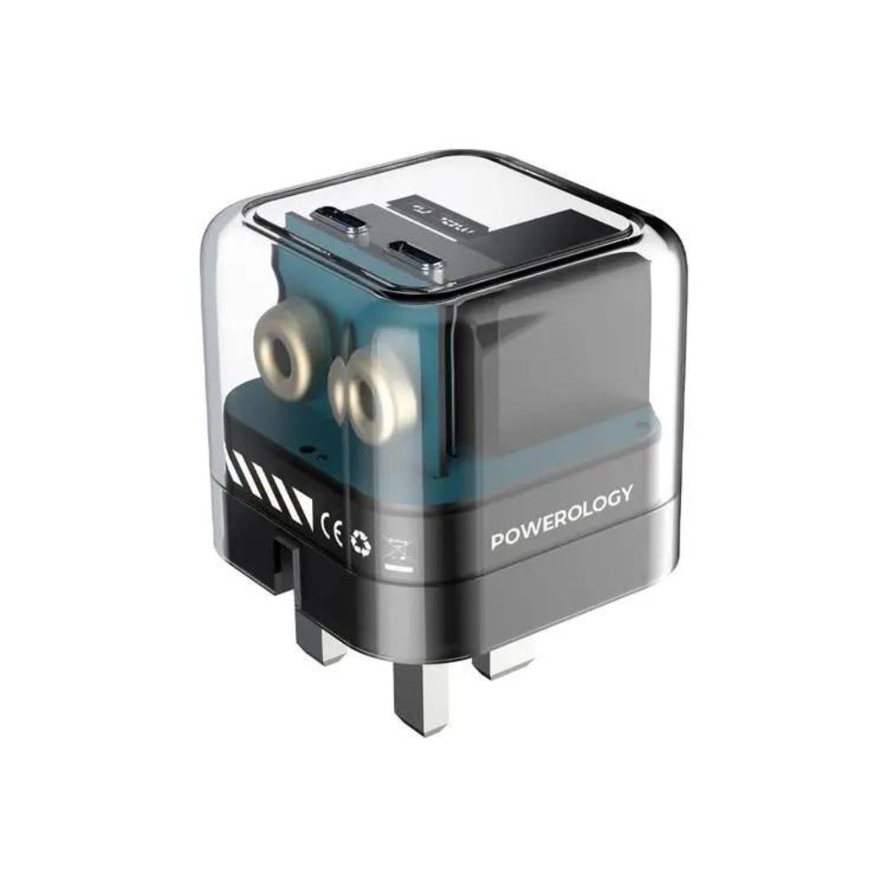 Powerology Crystalline Series Dual 35W PD GaN Charger With Folding Plugs