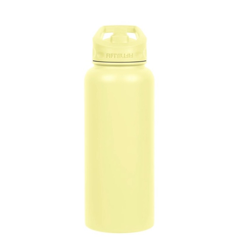 Fifty Fifty Vacuum Insulated Bottle 3 Finger Lid 1L (Lemon Drop)