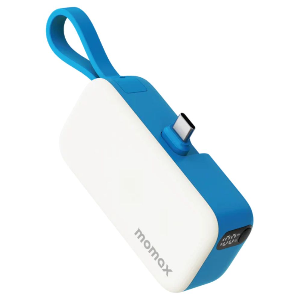 Momax 1-Power Mini 5000mAh Bulit-in foldable USB-C Battery pack (Blue)