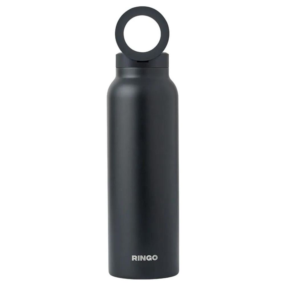 RINGO Water Bottle - 32 OZ/1 Litre -  MagSafe Screw Lid / MagSafe Booster Ring (Black)