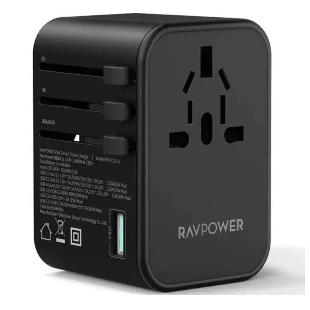 RAVPower PD PIONEER 65w 3-port Travel Charger with 100W C-C Cable