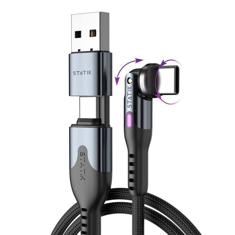 Statik PowerPivot Pro 100w Nylon Braided USB-C to C Cable 90CM (Black)