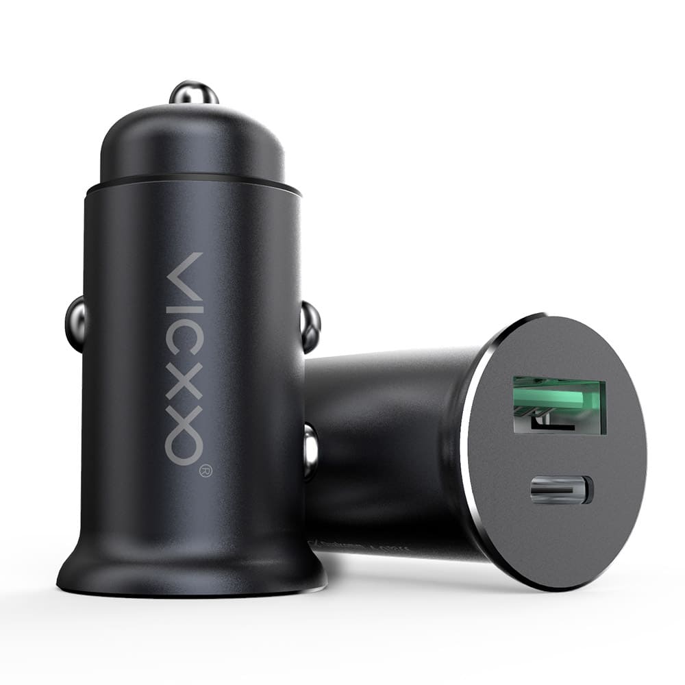Vicxxo Dual Port QC3.0/USB C 30W PD Car Charger (Black)