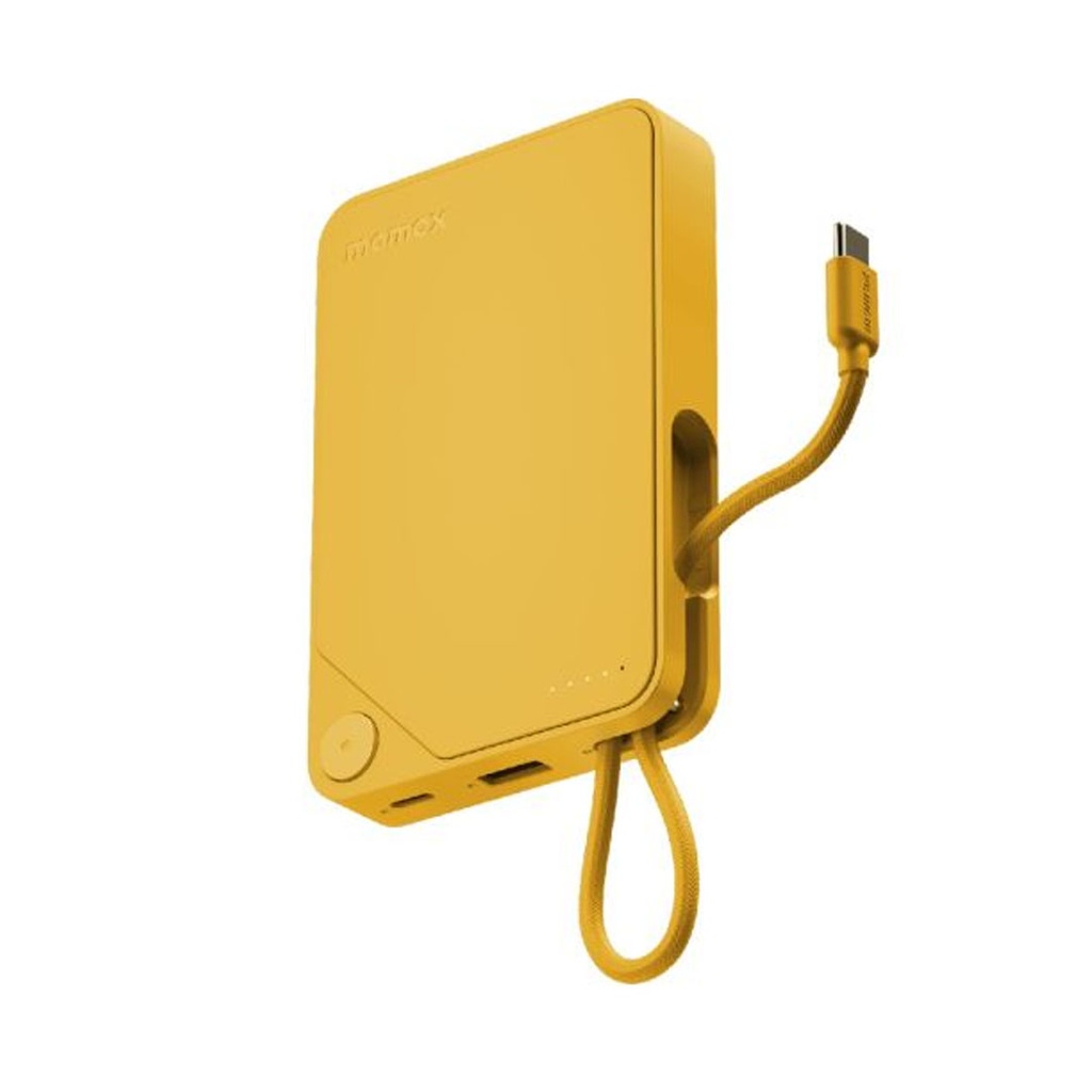 Momax 1-Power X Battery Pack (10000mAh) with Built-in USB-C Cable (Yellow)