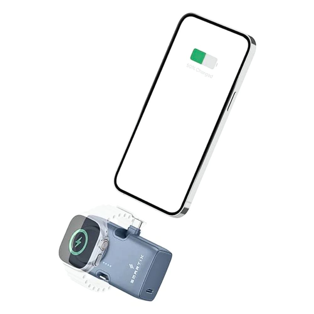 Smartix Premium Power Bank 5000mAh with Apple Watch Charger (Blue)