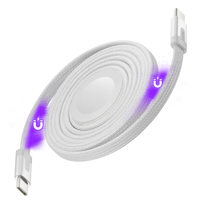 Statik MagStack Duo Apple Watch Charger + USB-C Cable 1.5M (White)