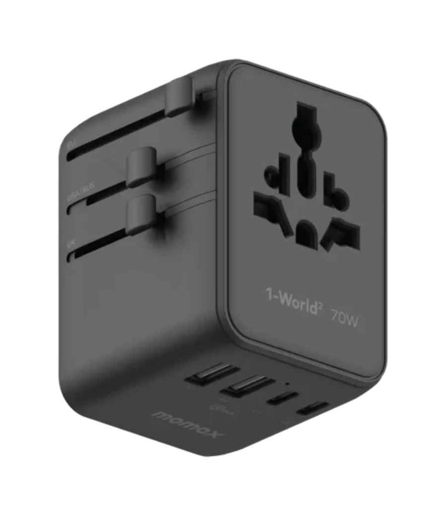 Momax 1-World2 70W 5-Port USB-C AC Travel Adaptor (Black)