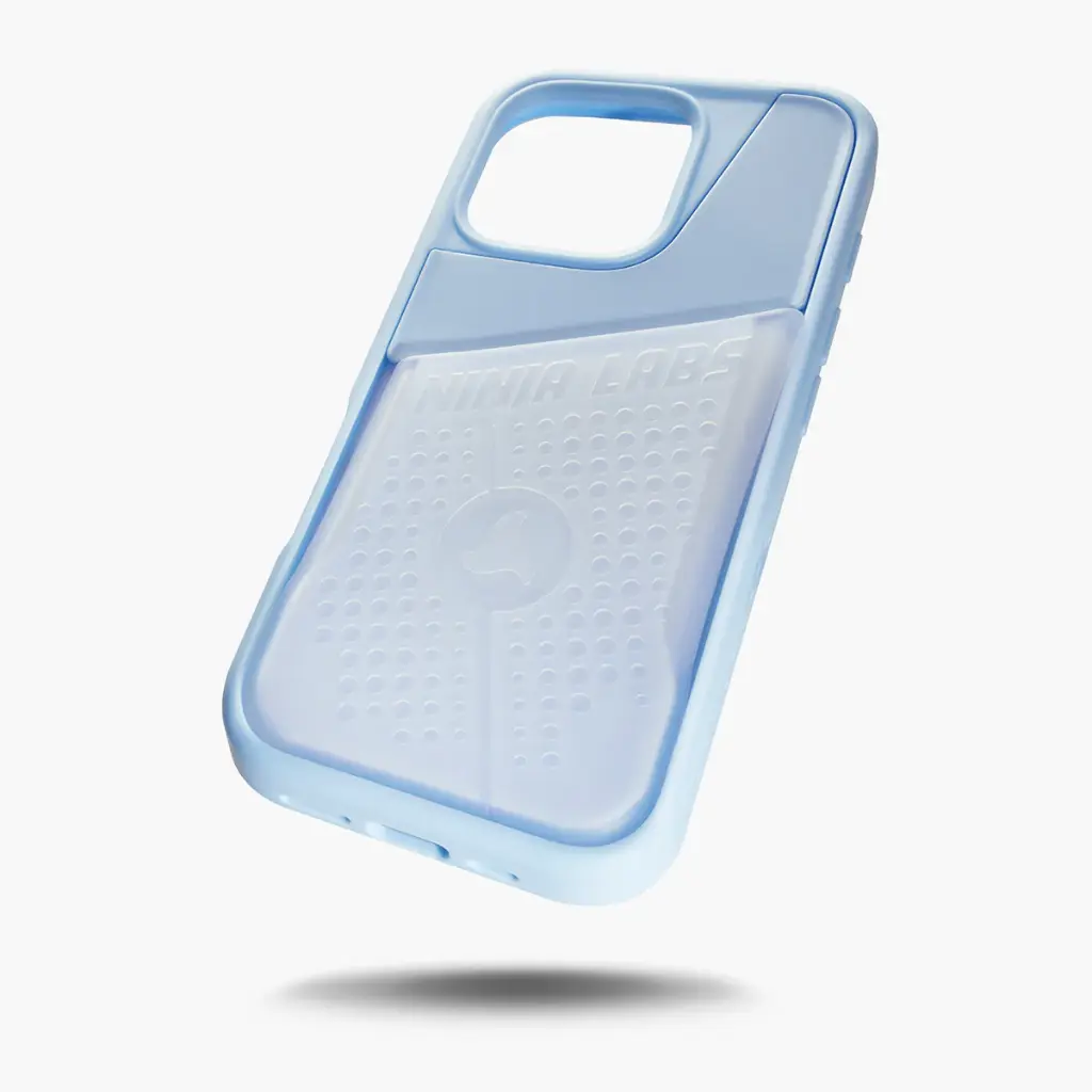 Ninja Labs Flex Pouch for iPhone 15 Pro Max Case (Baby Blue/Clear)