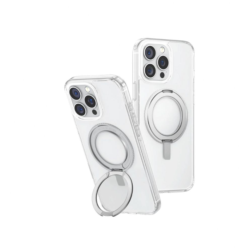 Uniq Hybrid Heldro Max MagSafe Case with Camera Stand for iPhone 16 Pro (Lucent Clear)	 