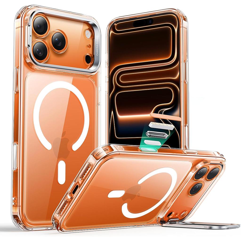 ESR HaloLock Classic Hybrid Case with Stash Stand for iPhone 17 Pro (Clear)