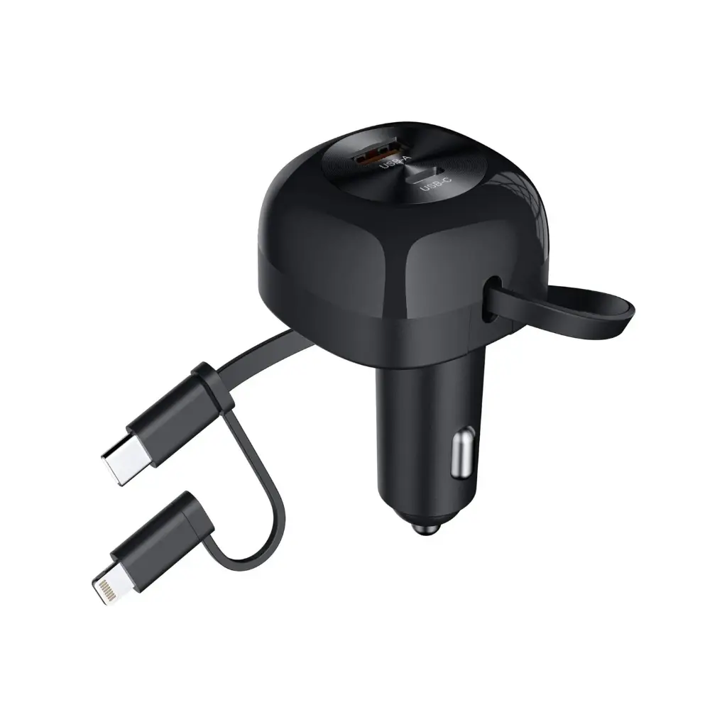 Choetech 75W Retractable Cable Car Charger (Black)