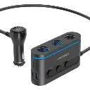 Choetech 3-in-1 Car Cigarette Lighter Charger (Black)