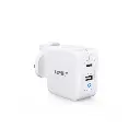 Choetech 65W Dual USB-C Port Gan Charger + C-C Cable (White)