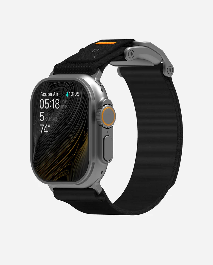 AULUMU A11 Mag Buckle Slim Band for Apple Watch Series (Classic Black and Silver Buckle)