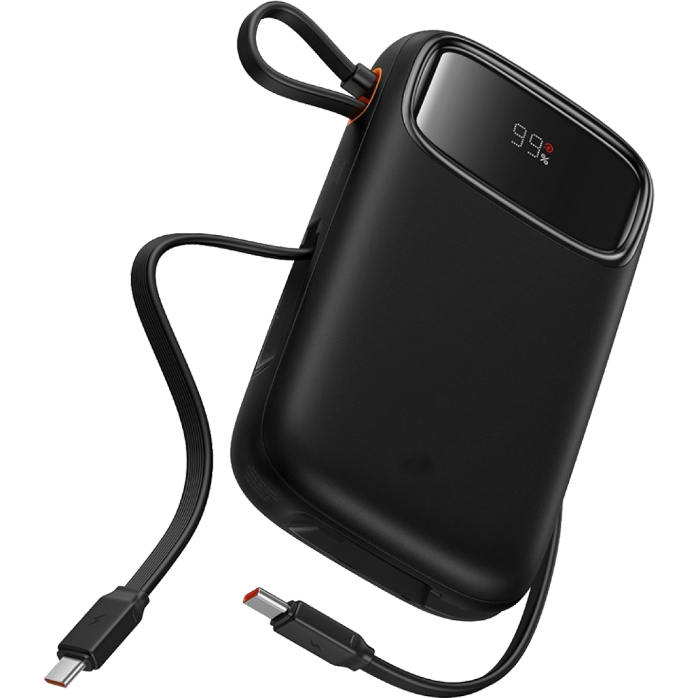 Baseus EnerFill FC31 Qpow3 Digital Display Power Bank with 2 Built-in USB-C Cables 20000mAh 45W (Cosmic Black)