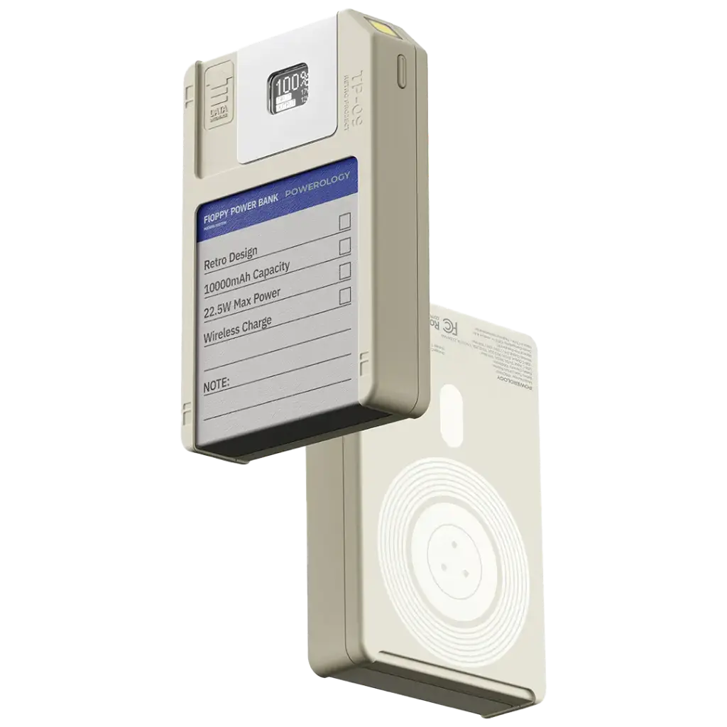 Powerology Floppydisk Retro 64GB MagSafe Power Bank 10000mAh (White)