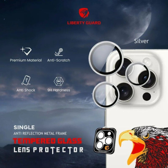 Liberty Guard Camera Lens for iPhone 16 Pro/16 Pro Max (Silver Titanium)