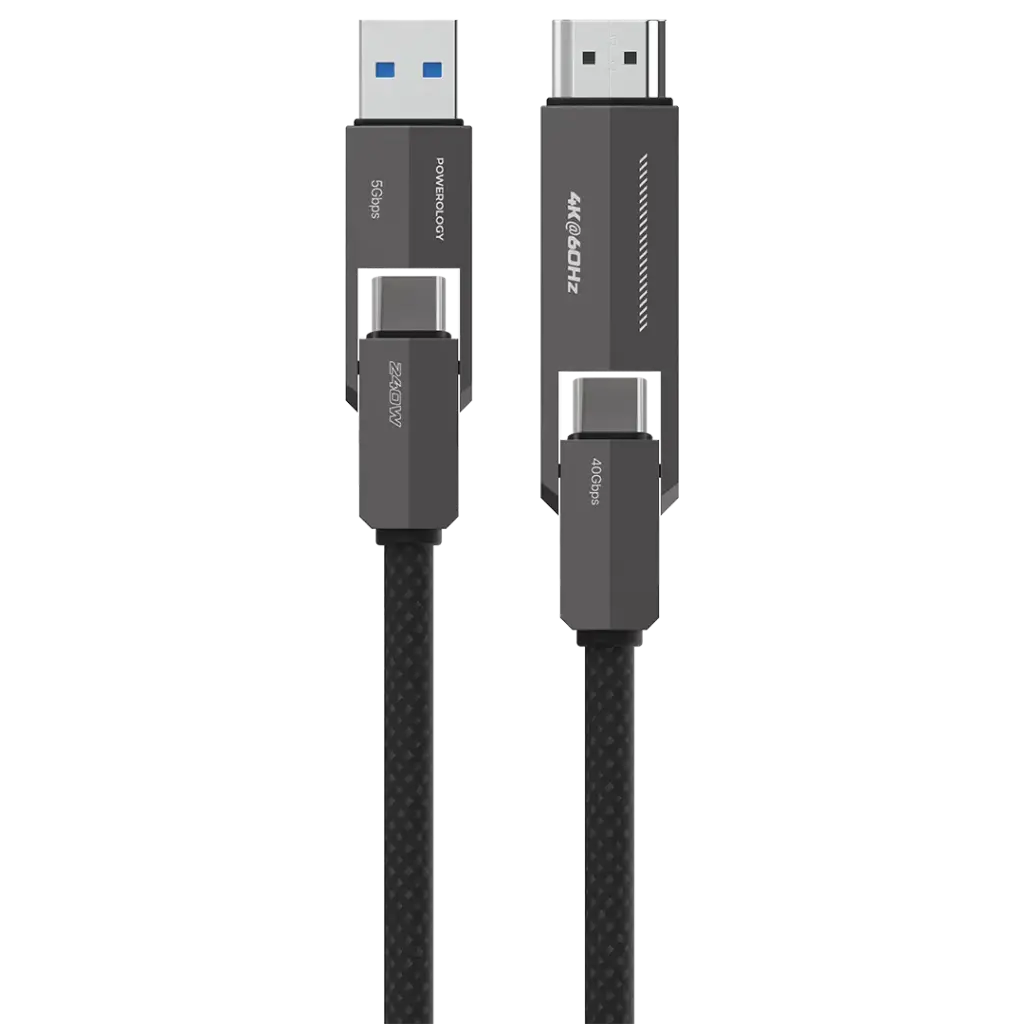 Powerology 4-In-1 Charging & Data Transfer Cable (Black)