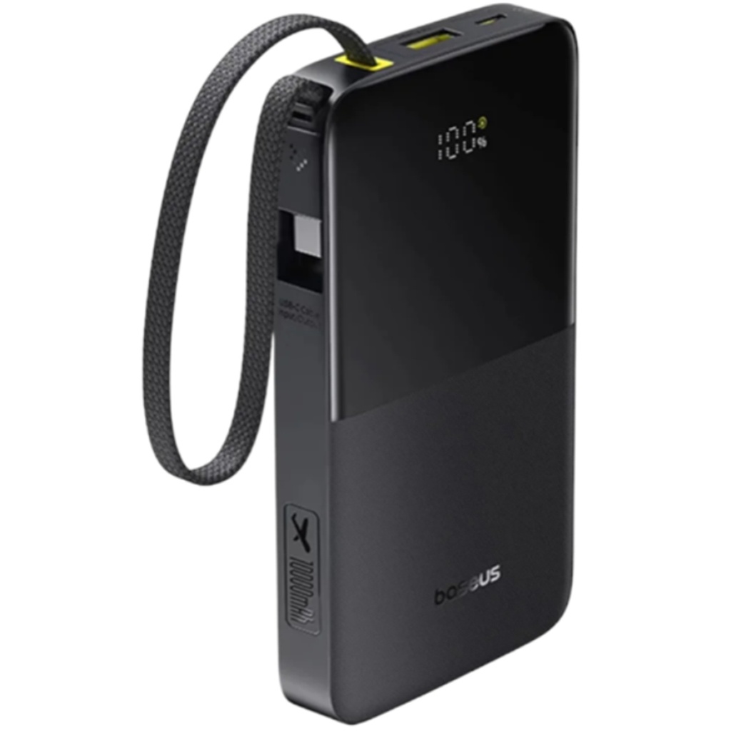 Baseus EnerFill FC51 Bipow2 Pro Digital Display Power Bank with Built-in Cable 10000mAh 22.5W - Cosmic Black