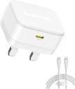 Baseus Palm Fast Charger 1C 30W - Moon White (with Baseus Cable USB-C to USB-C 60W)