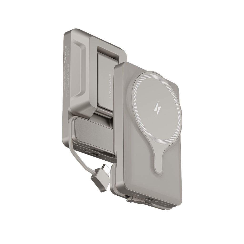 Powerology 5000mAh Powerbank Magsafe Charging Air-Vent Mount (Titanium)