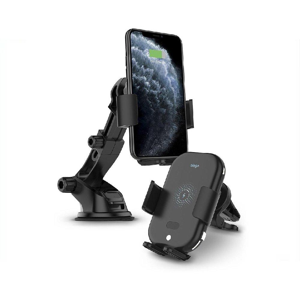 Elago Wireless Car Fast Charger with Auto-Clamping Car Mount (Black)