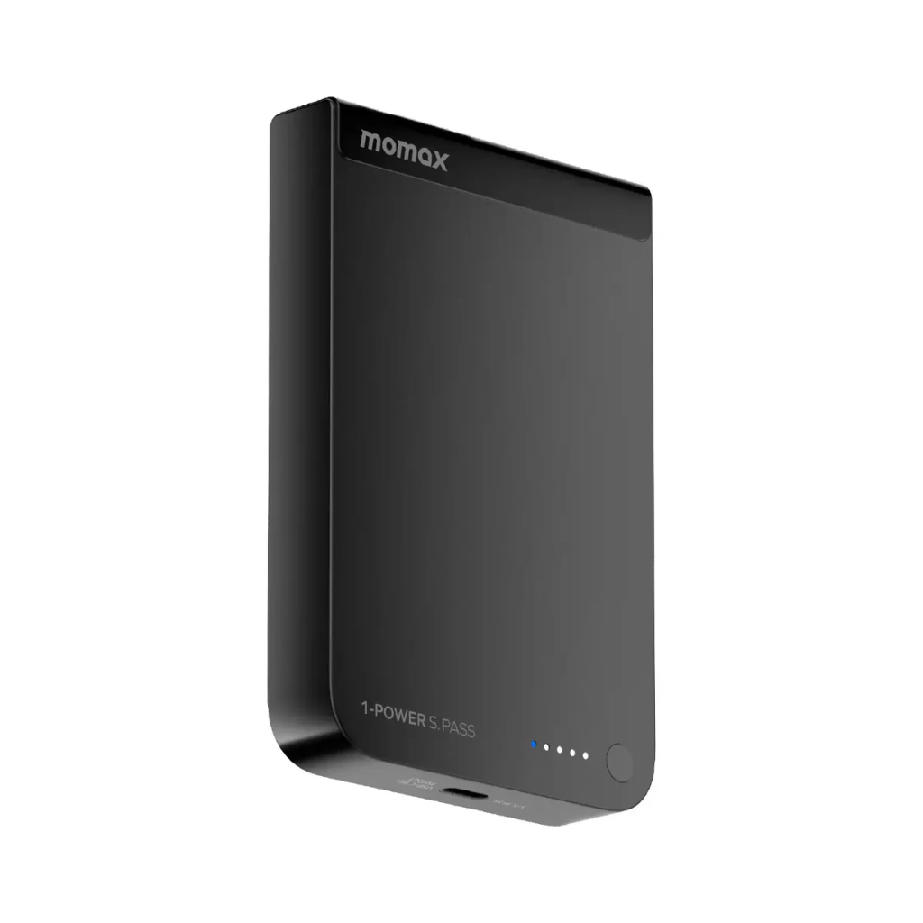 Momax 1-POWER S.PASS 10000mAh Qi2 Magnetic Wireless Battery Pack (Black)