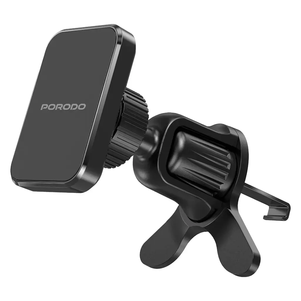 Porodo Dual Mount Magnetic Phone Holder with Dash & Air Vent Clip (Black)