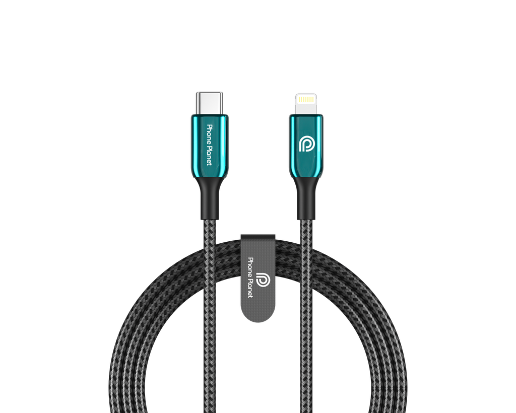Phone Planet Braided Type-C To Lightning Charge & Data Sync (2M) Green