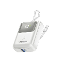 Promate 35W SuperSpeed™  with Built-In USB-C Cable Power Bank 10000mAh (White) 