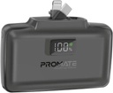 Promate Dual Folding USB-C  &  Lightning with Apple Watch Charge Power Bank 5000mAh (Black)