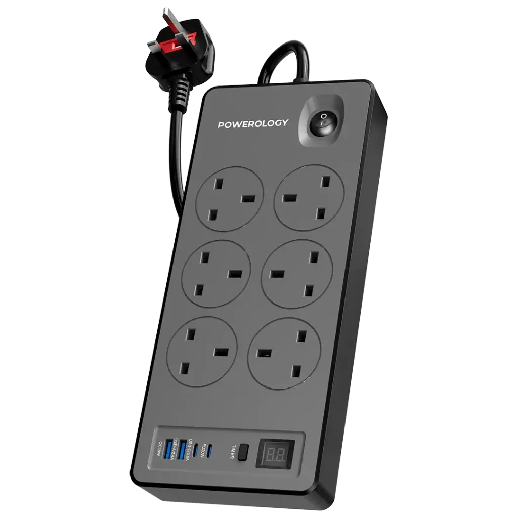 Powerology  6AC | 2990W Power Strip PD 20W (Black)
