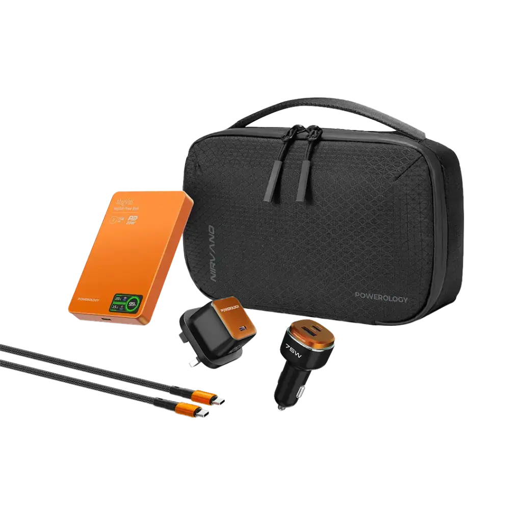 Powerology Nirvano 5-In-1 POWER Travel Kit (Black)