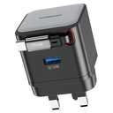 Powerology 35W Dual Port | Retractable GaN Charger (Black)
