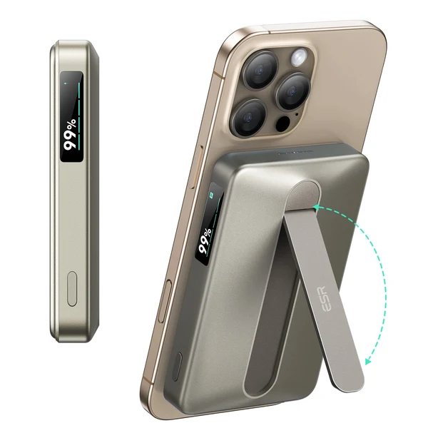 ESR MagSlim Kickstand Power Bank 5000mAh Qi2 (Titanium)