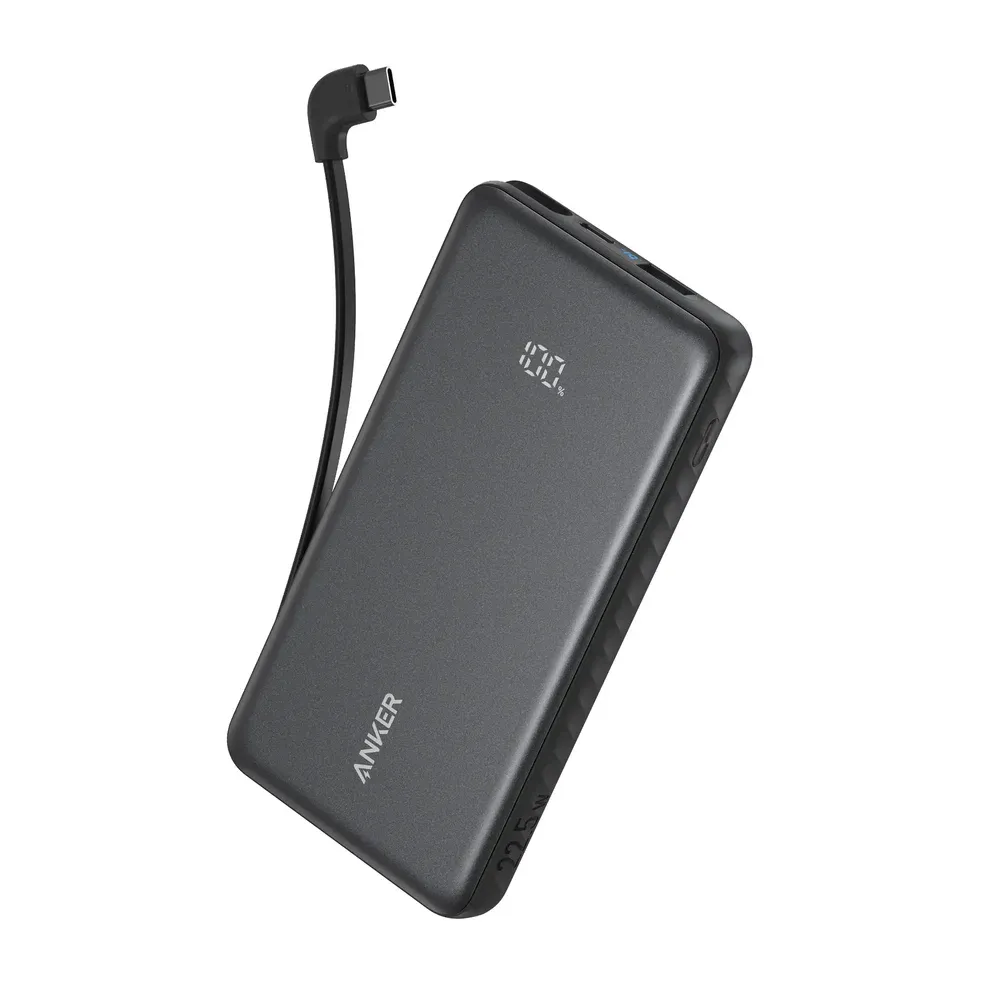 Anker Zolo 22.5W, Built-In USB-C Cable Power Bank 10,000mAh (Black)