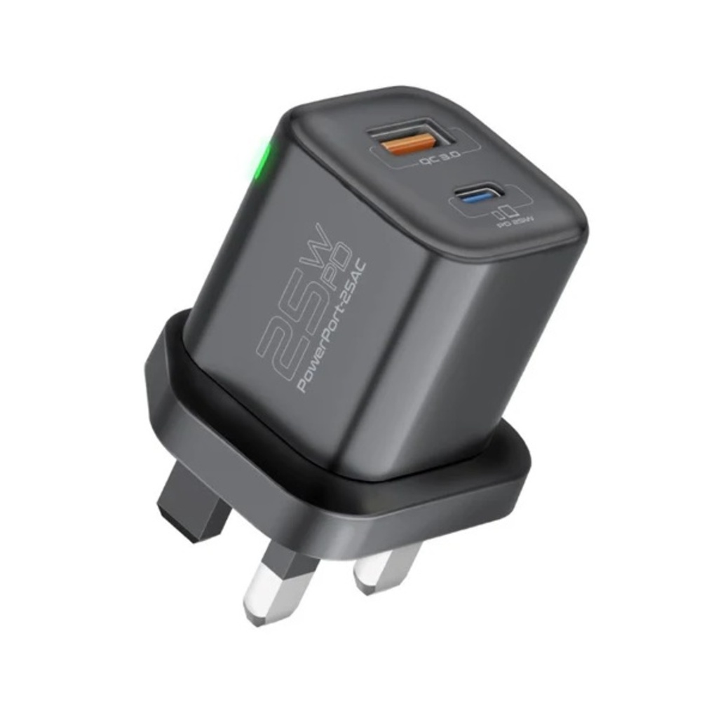 Promate Charging Adapter 25W PD and QC 3.0 (Black)
