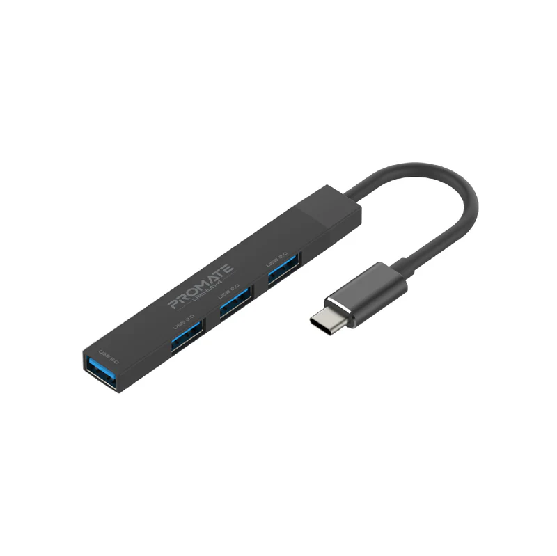 Promate LiteHub 4-in-1 Multi-Port USB-C Data (Black)