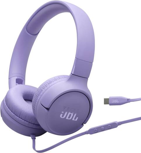 JBL Tune 520C USB-C Wired On-Ear Headphones (Purple)