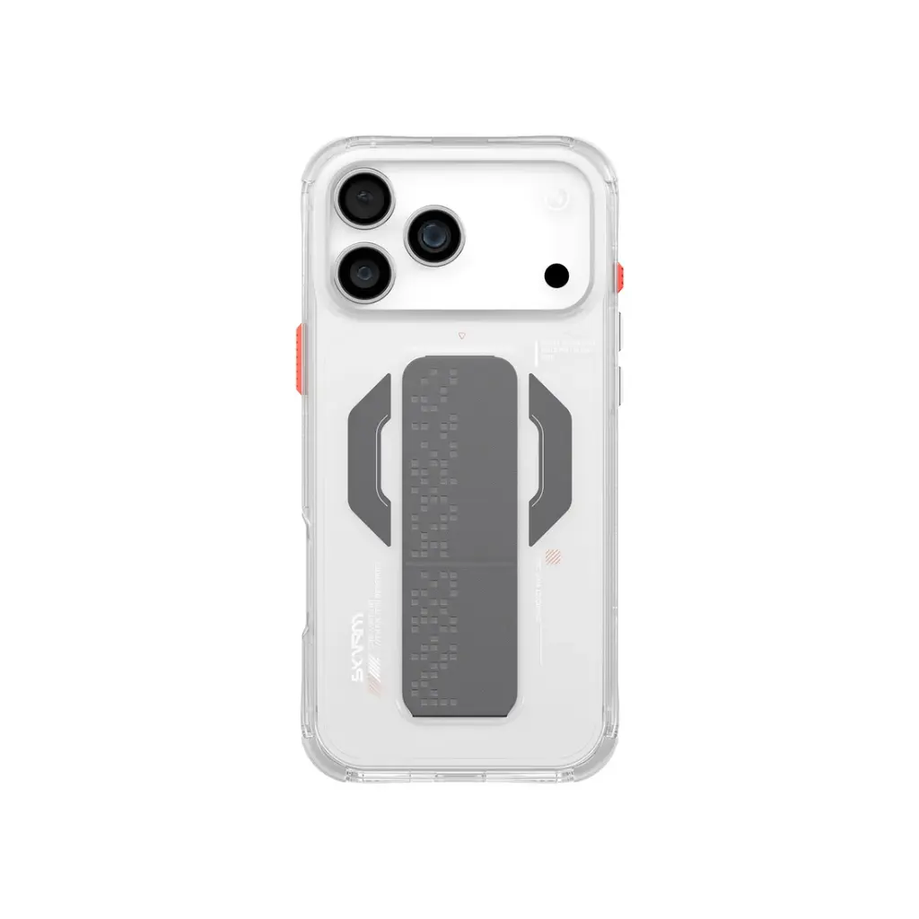 كفر Skinarma Haxa Mag-Charge+ مع ستاند ومسكة لهاتف iPhone 17 Pro (شفاف)