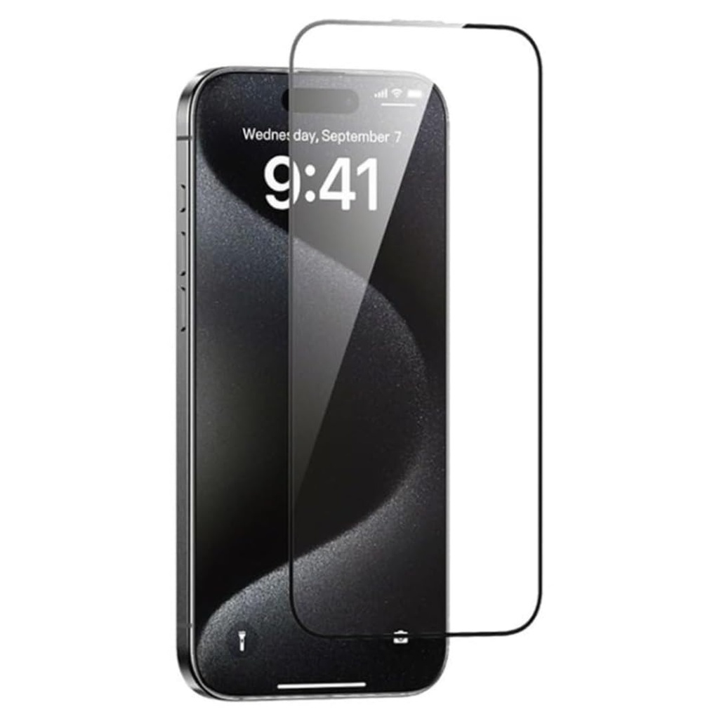 حماية شاشة Mossily الزجاجية لهواتف iPhone 15 / 15 Pro (شفافة)