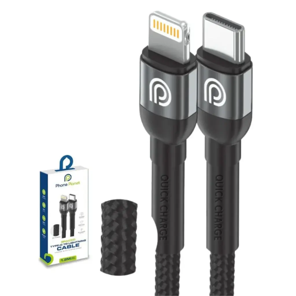 Phone Planet Braided Type-C To Lightning Charge & Data Sync 2M (Gray)