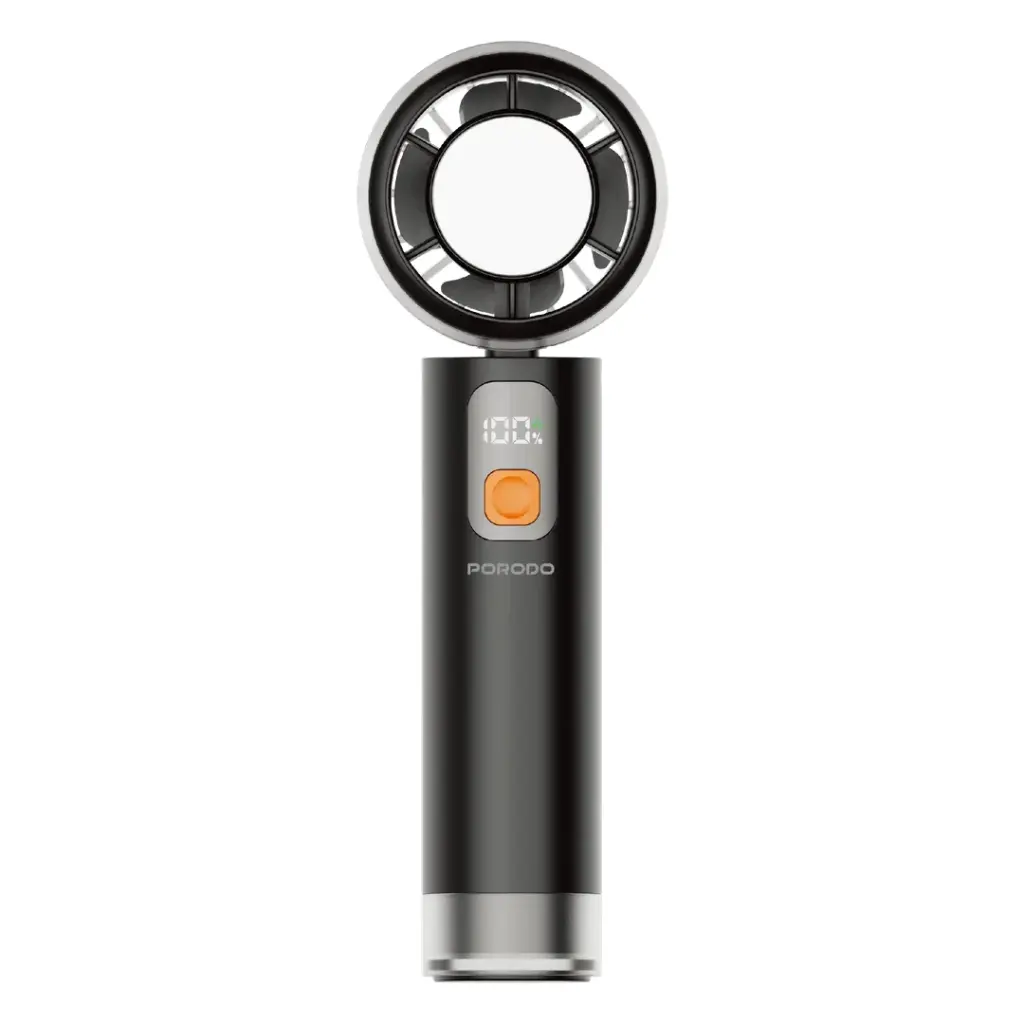Porodo Lifestyle ChilloFlex Rechargeable Cooling Fan with LED Display (Black)