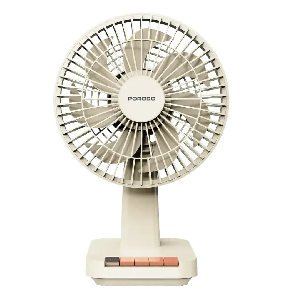 Porodo Lifestyle Chillo Portable Desk Fan with Oscillating Function & Indicator Lights (Beige)