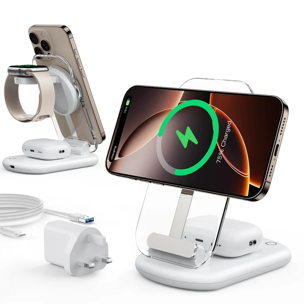 Mukiya 3-in-1 MagLeap Wireless Charging Stand (White)