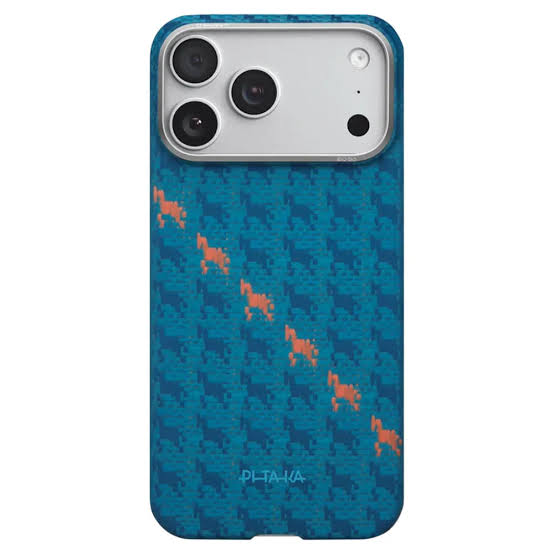   (نيلي) Edge Case إصدار Happiness Rides In لهاتف iPhone 17 Pro Max  كفر PITAKA 